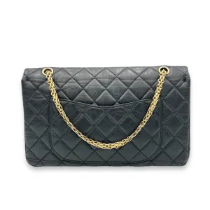 2.55 227 Black Shoulder Bag in Calfskin, Gold hardware