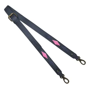 3cm Skinny Leather Strap w/ Navy & Pink Stitching by Pampeano