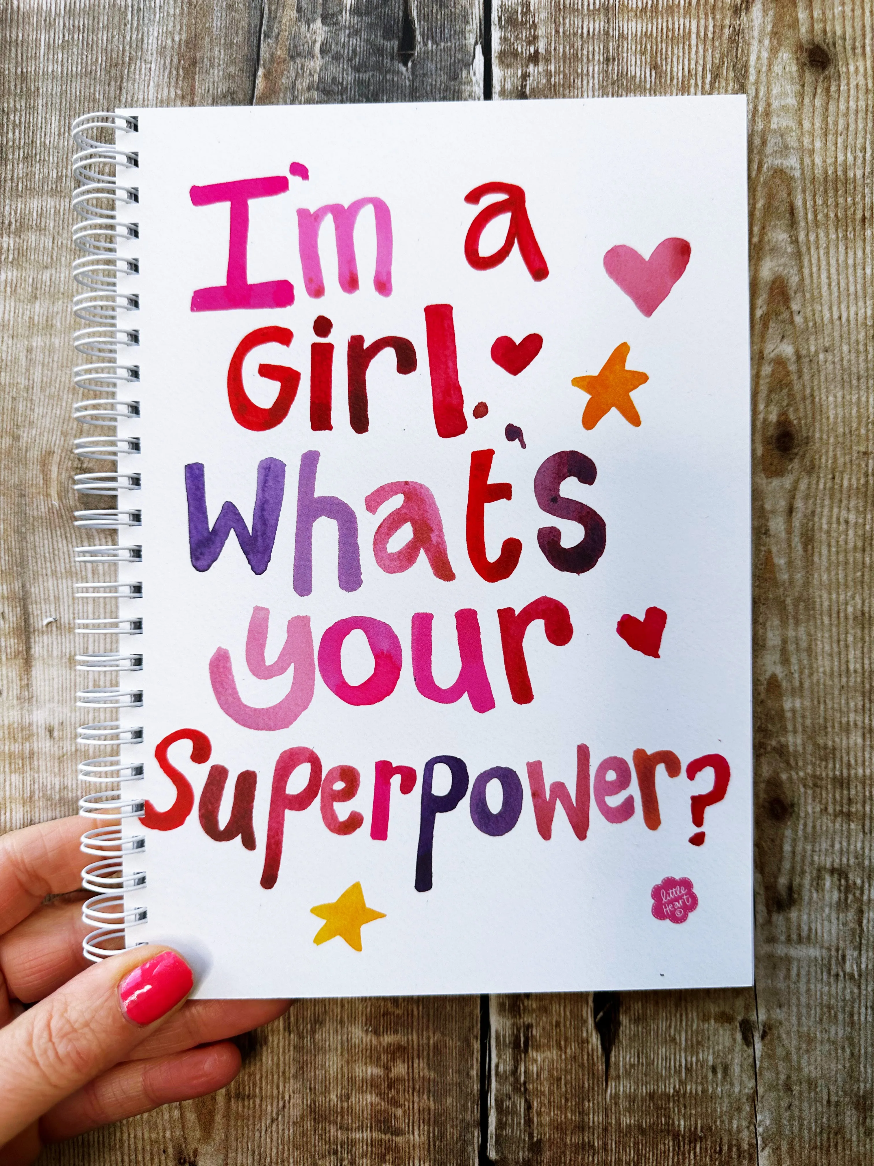 A5 Ring bound I'm a Girl what's your superpower Notebook or Planner