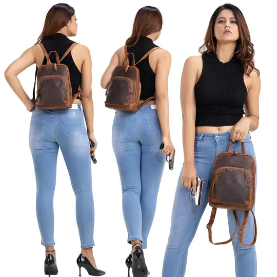 Abby Leather Concealed Carry Leather Backpack