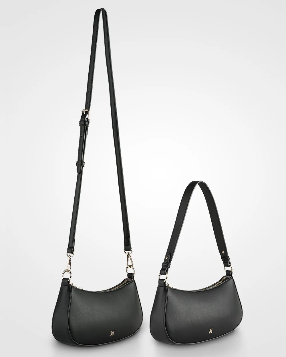 Alina Small Zip Top Shoulder Bag With Monogram & Crossbody Strap