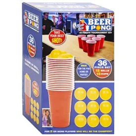 Beer Pong Set - 36 Piece Party Balls Cups Fun Novelty