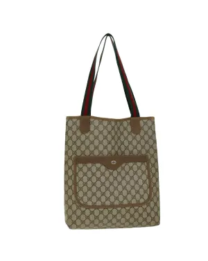 Beige and Red GG Supreme Tote Bag with Web Sherry Line Design