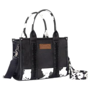 Black Cow Print Concealed Carry Tote/Crossbody