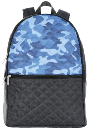 Blue Camo Faux Leather Backpack