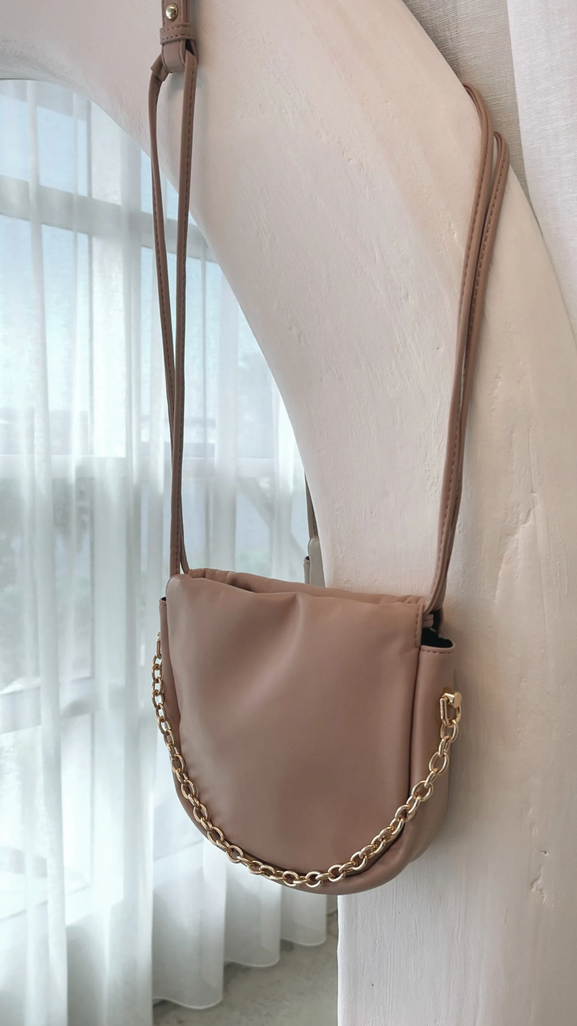 Brinley Gathered Top Crossbody Bag - Nude/Gold