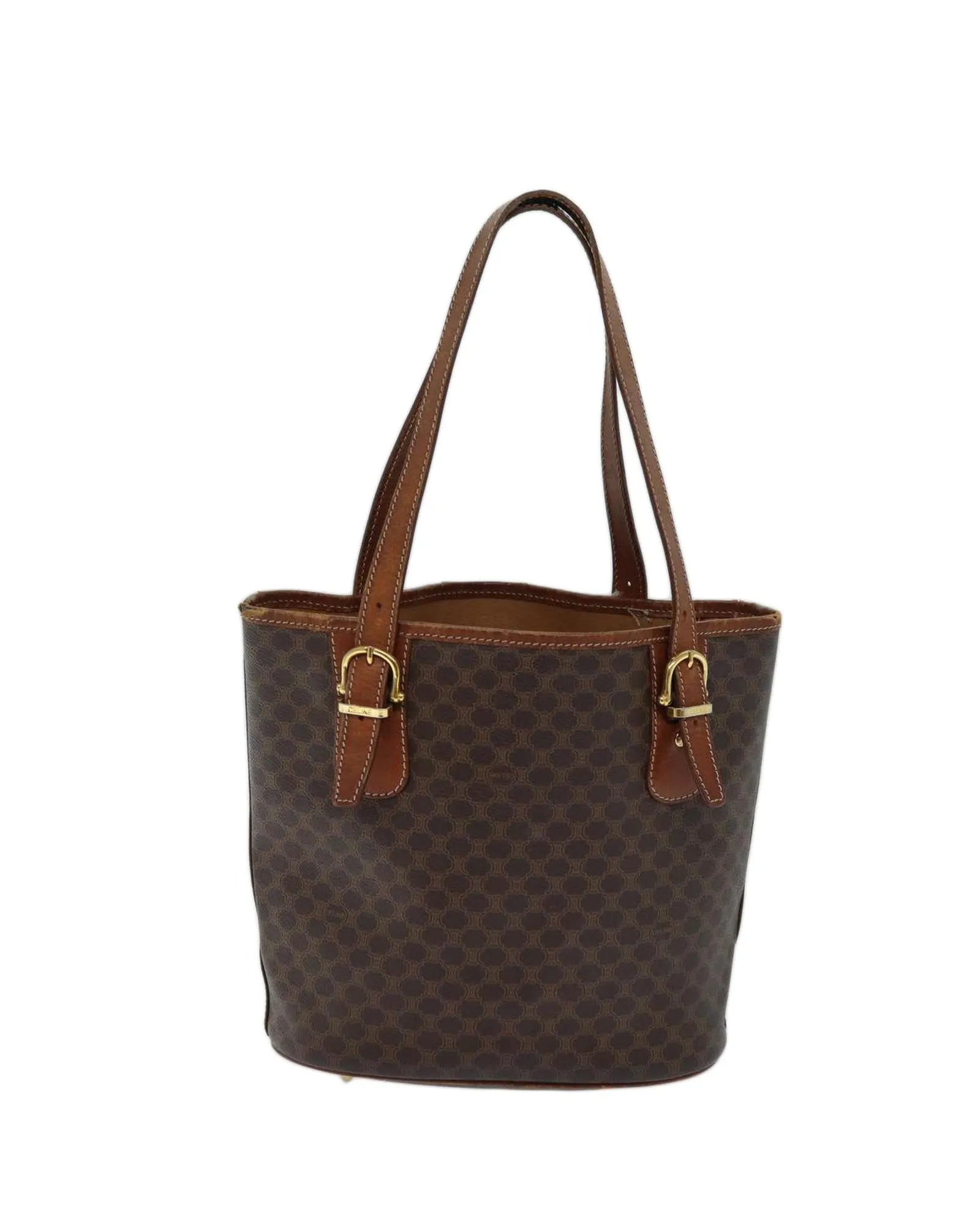 Brown Macadam Canvas Tote Bag by Celine