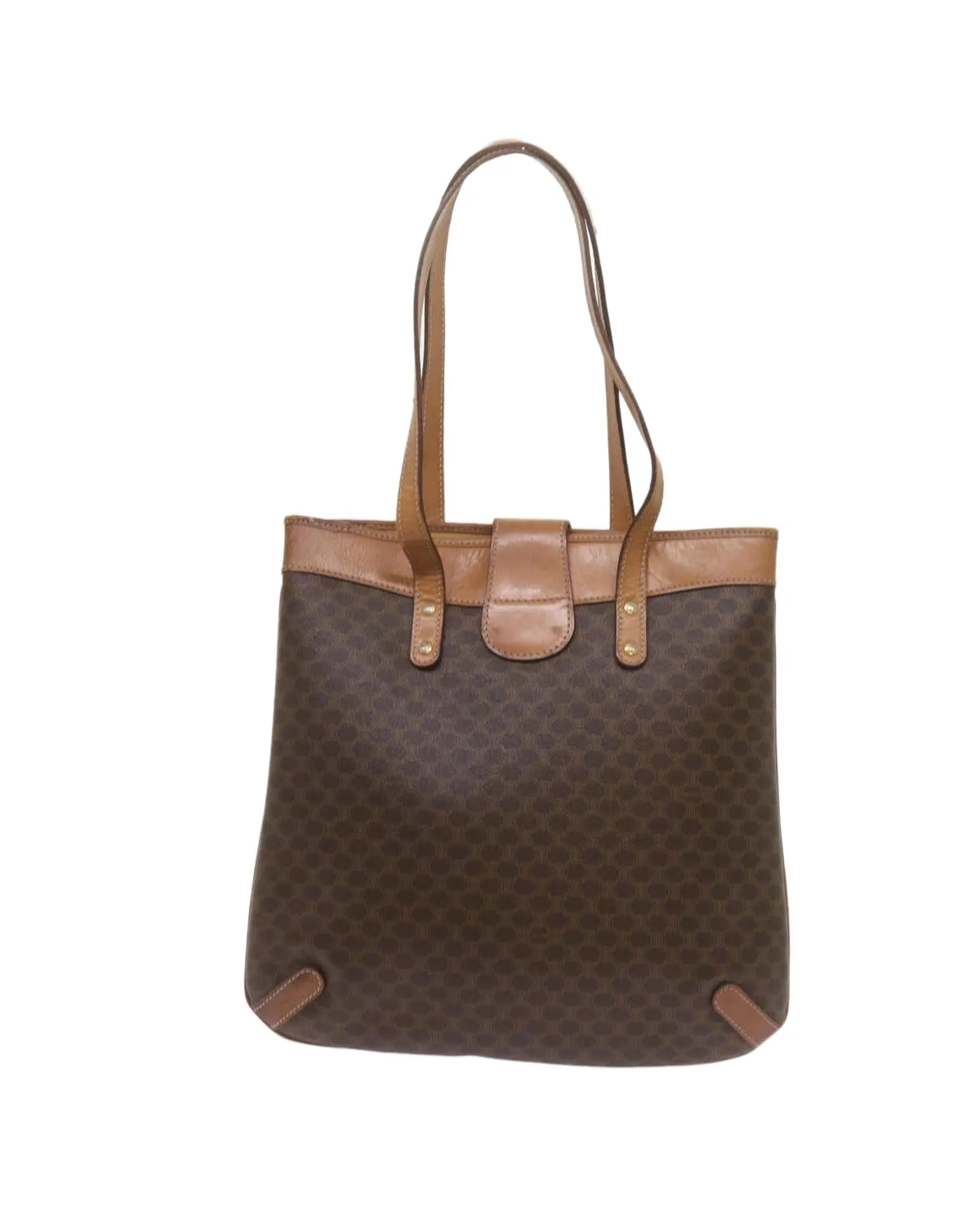 Brown Macadam Canvas Tote Bag with PVC Leather Trim