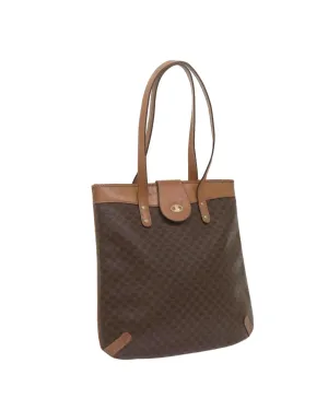 Brown Macadam Canvas Tote Bag with PVC Leather Trim