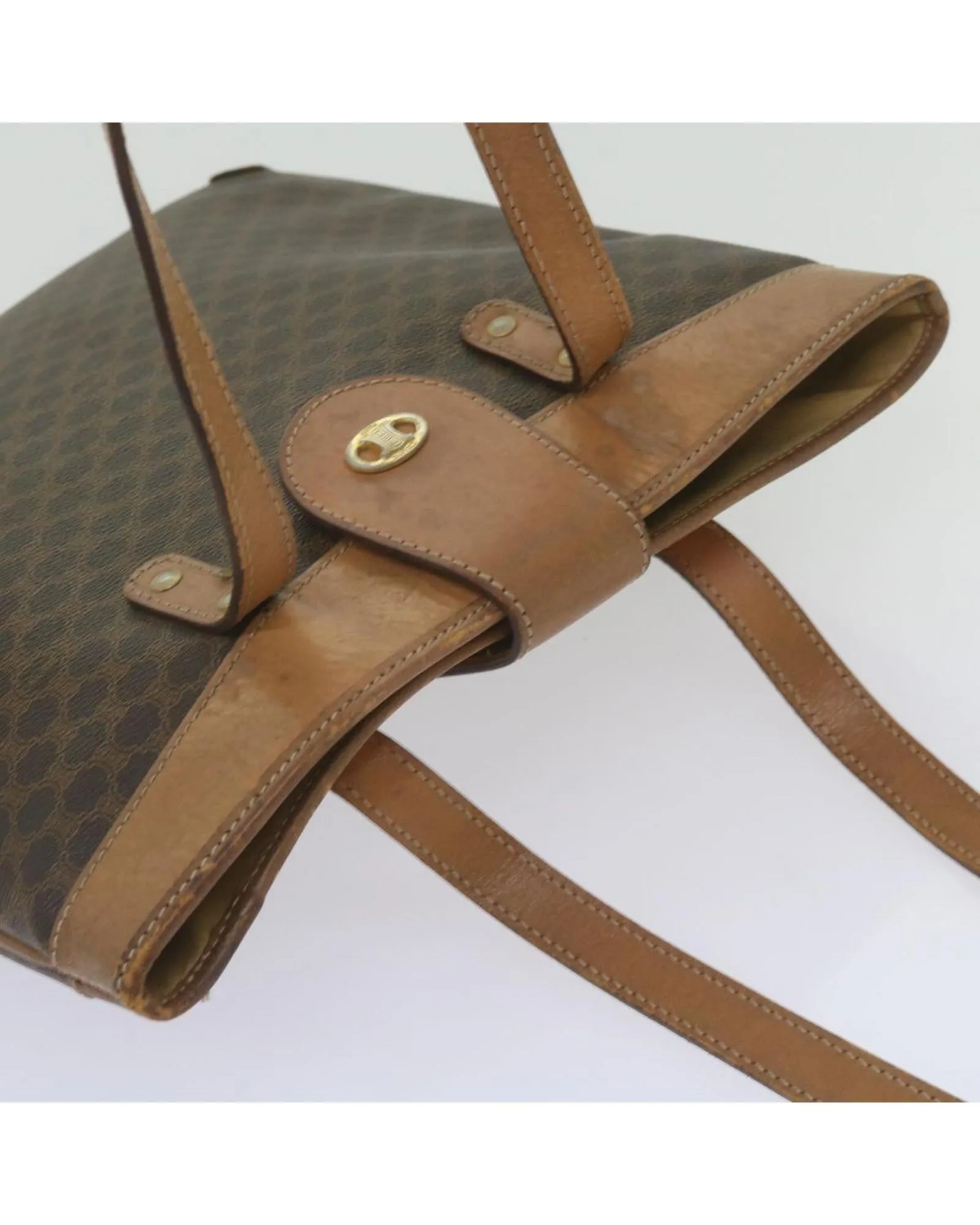 Brown Macadam Canvas Tote Bag with PVC Leather Trim