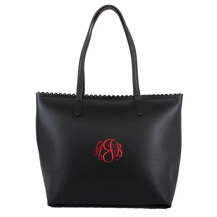 BTT19165 Carryall Monogrammable Scalloped Market Tote/Fashion Handbag