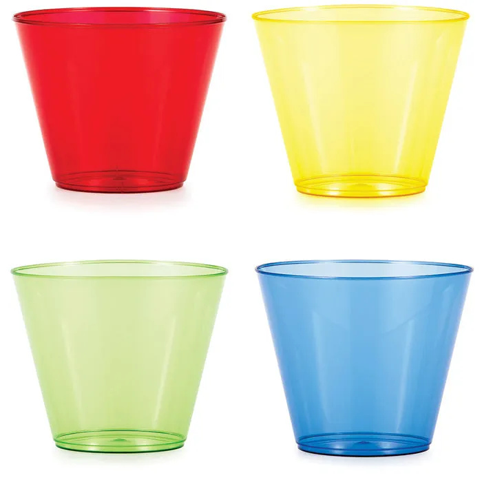 Bulk 9 oz Assorted Colors Plastic Tumblers (144 per Case)