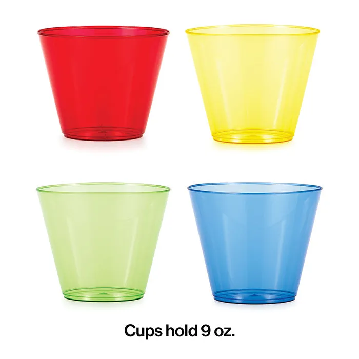 Bulk 9 oz Assorted Colors Plastic Tumblers (144 per Case)