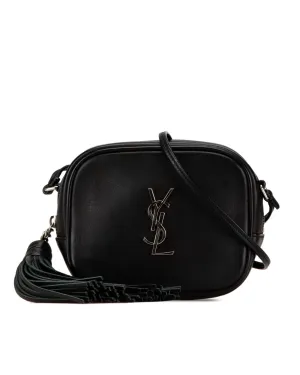 Calfskin Blogger Crossbody Bag with Tassel and Zip Closure