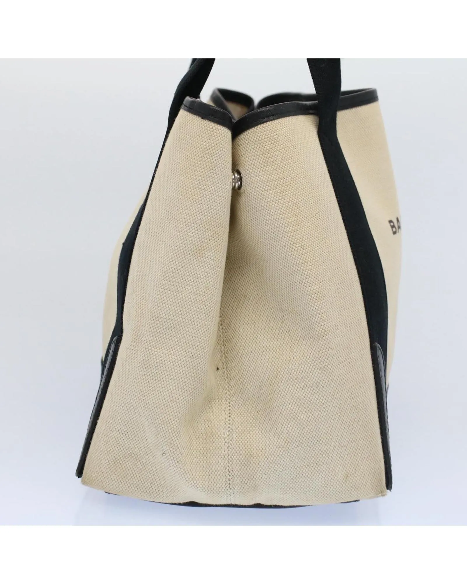 Canvas Leather Beige Black Tote Bag by Balenciaga