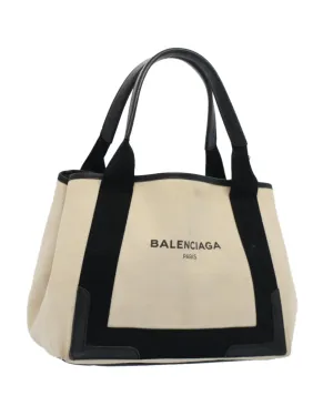 Canvas Leather Beige Black Tote Bag by Balenciaga