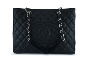 Chanel Black Caviar Classic Grand Shopper Tote GST Shopping Bag SHW