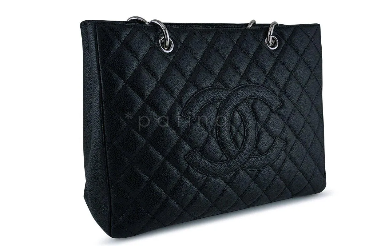 Chanel Black Caviar Classic Grand Shopper Tote GST Shopping Bag SHW