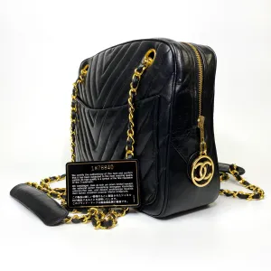 Chanel Black Chevron Long Handle Tote