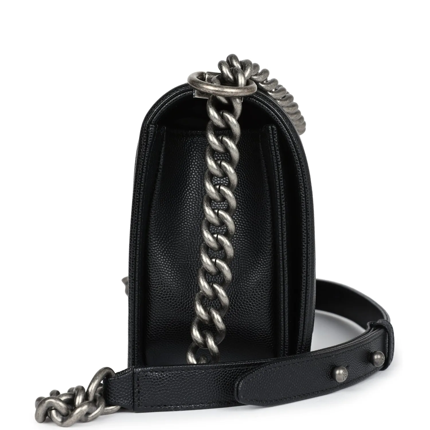 Chanel Medium Boy Bag Black Caviar Ruthenium Hardware