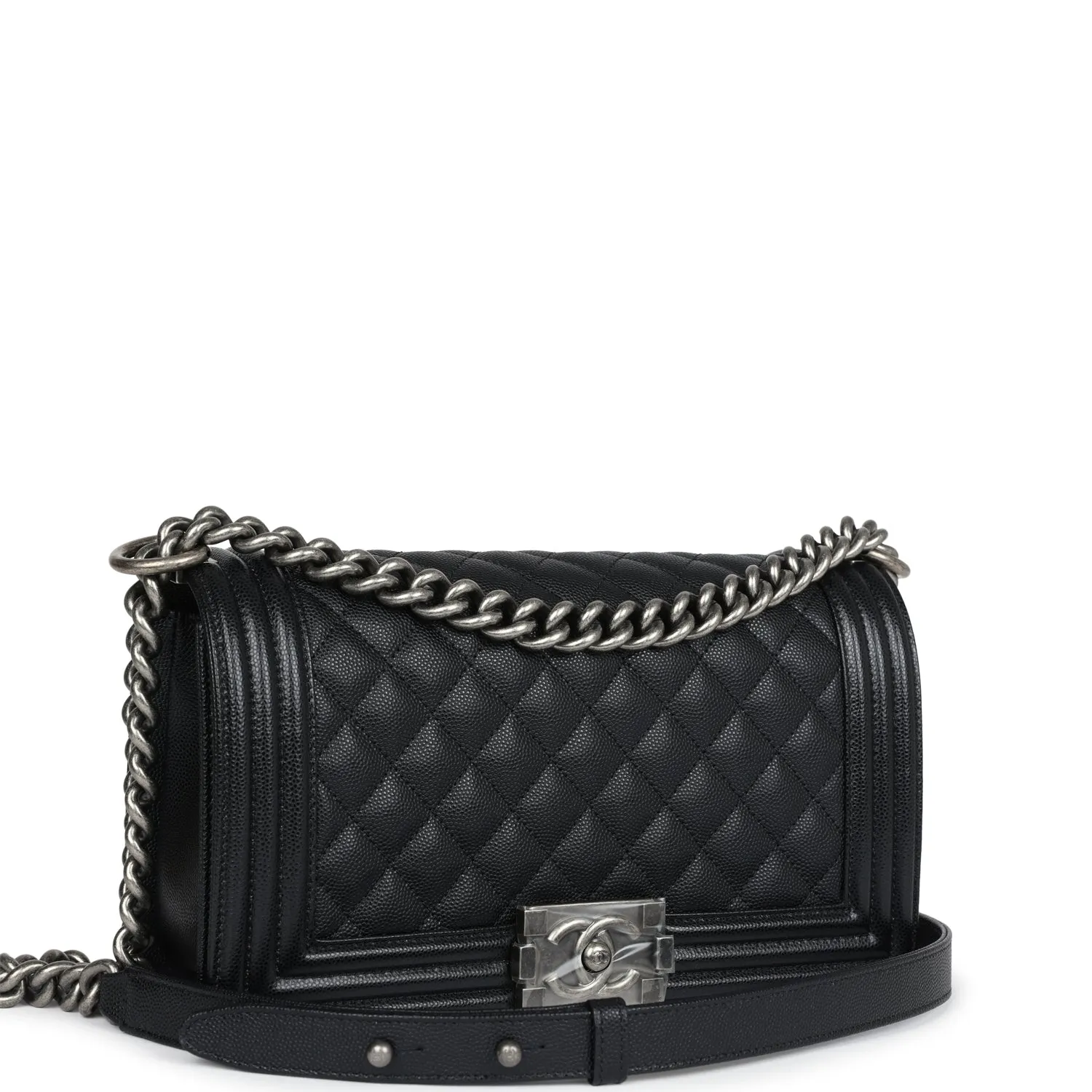 Chanel Medium Boy Bag Black Caviar Ruthenium Hardware