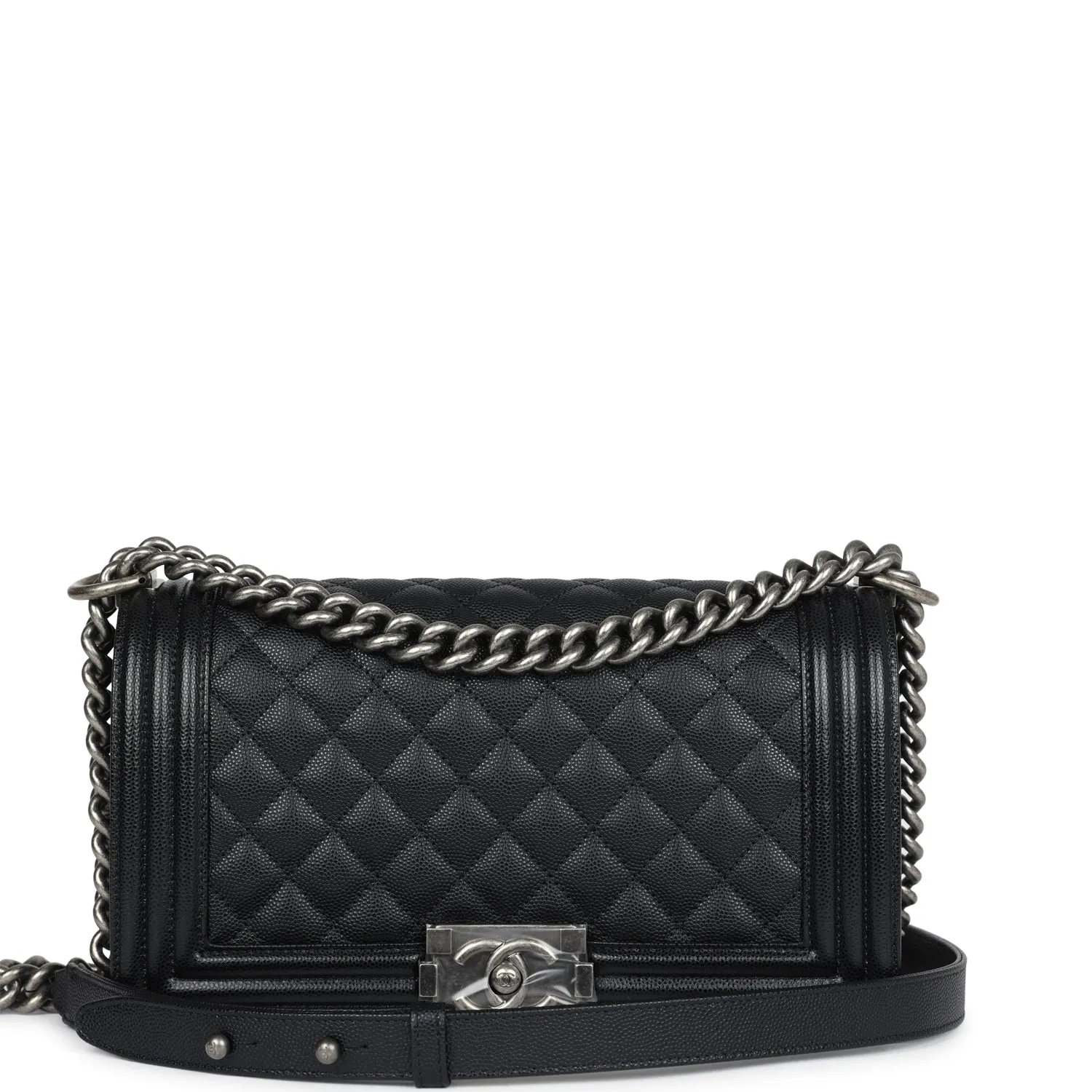 Chanel Medium Boy Bag Black Caviar Ruthenium Hardware