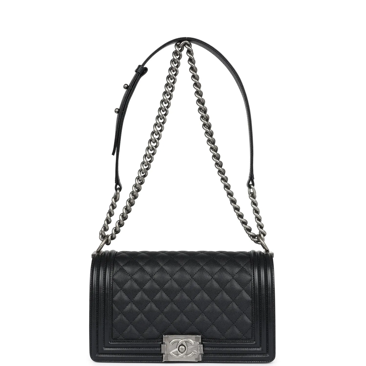 Chanel Medium Boy Bag Black Caviar Ruthenium Hardware