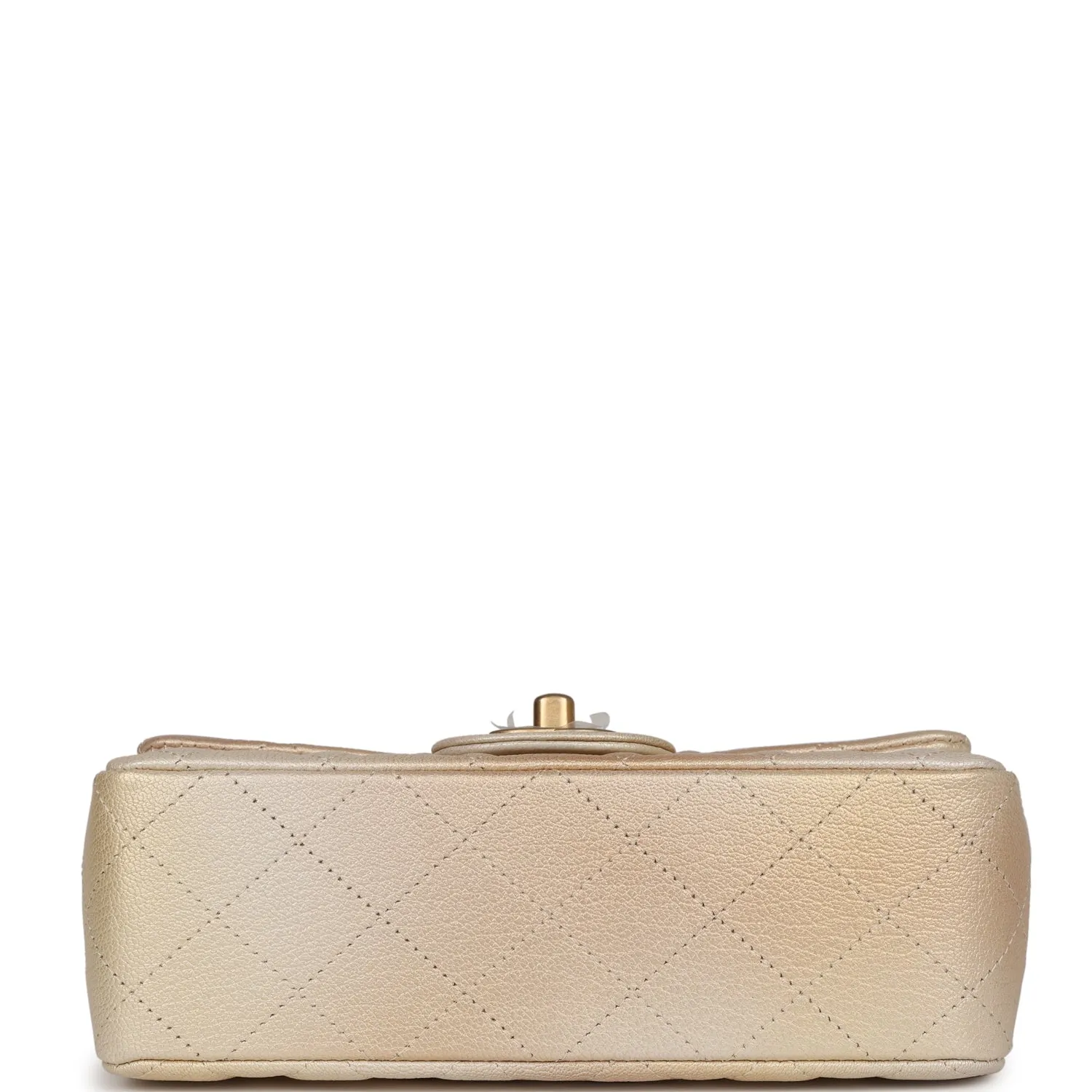 Chanel Mini Classic Rectangular Flap Iridescent Gold and Beige Ombre Chevre Aged Gold Hardware