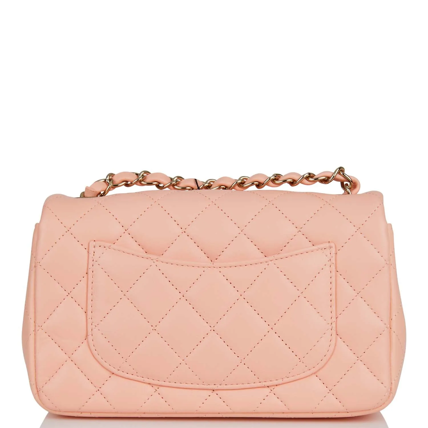 Chanel Mini Rectangular Flap Bag Peach Lambskin Light Gold Hardware