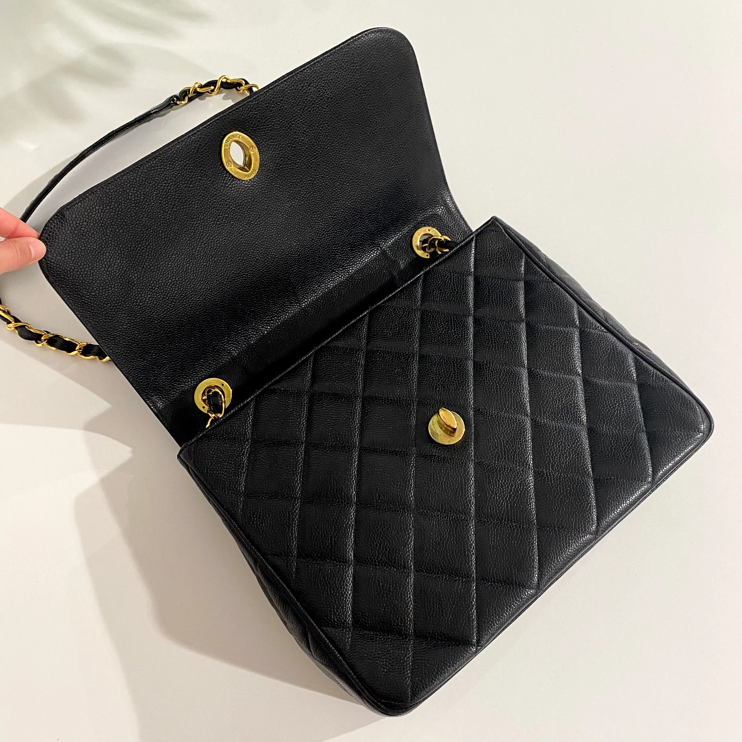 Chanel Vintage Black Large Square Flap Bag