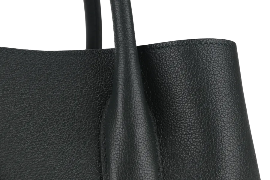 CHRISTIAN DIOR DARK GREEN OPEN BAR TOTE WITH GRAINED CALFSKIN LEATHER AND SILVER HARDWARE WITH CARD, STRAP, DUST COVER