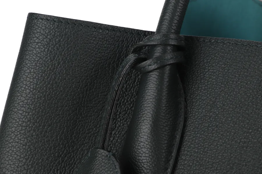 CHRISTIAN DIOR DARK GREEN OPEN BAR TOTE WITH GRAINED CALFSKIN LEATHER AND SILVER HARDWARE WITH CARD, STRAP, DUST COVER