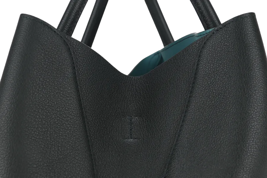 CHRISTIAN DIOR DARK GREEN OPEN BAR TOTE WITH GRAINED CALFSKIN LEATHER AND SILVER HARDWARE WITH CARD, STRAP, DUST COVER