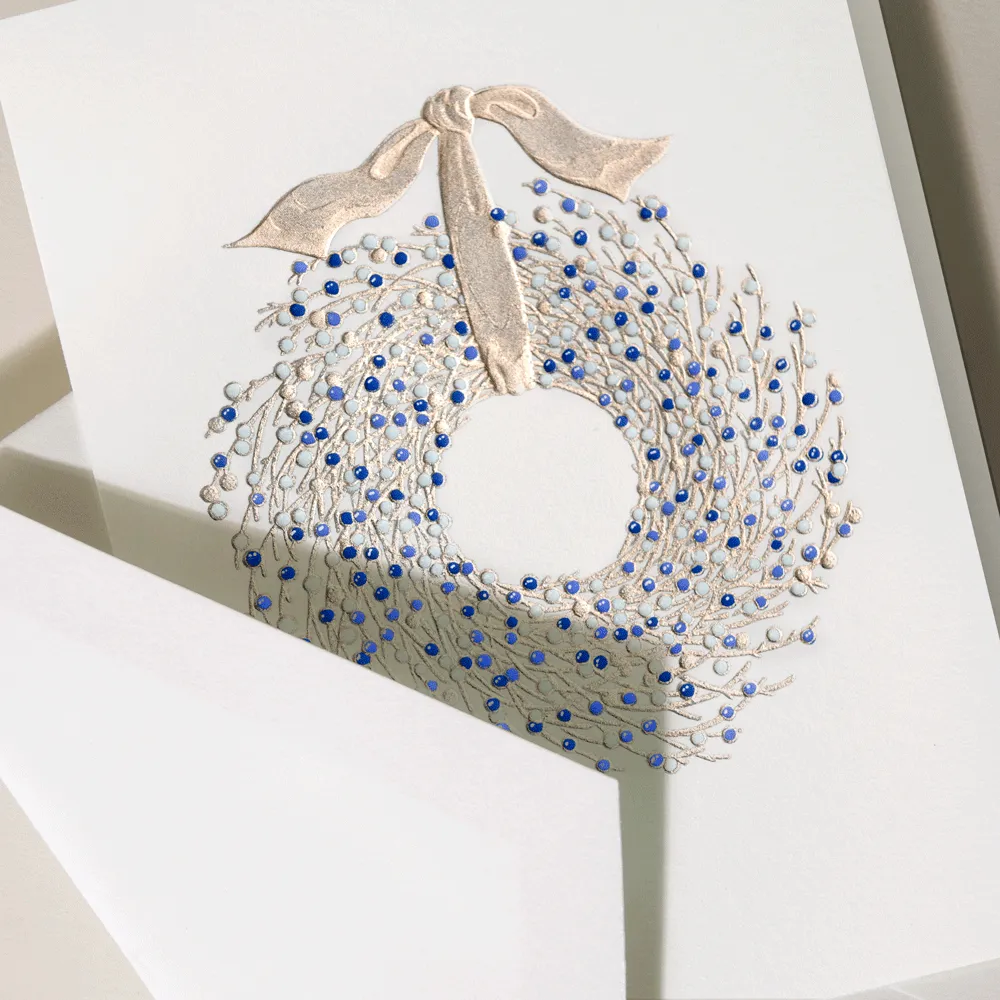 Crane Boxed Holiday Cards - Juniper Berry Holiday Wreath