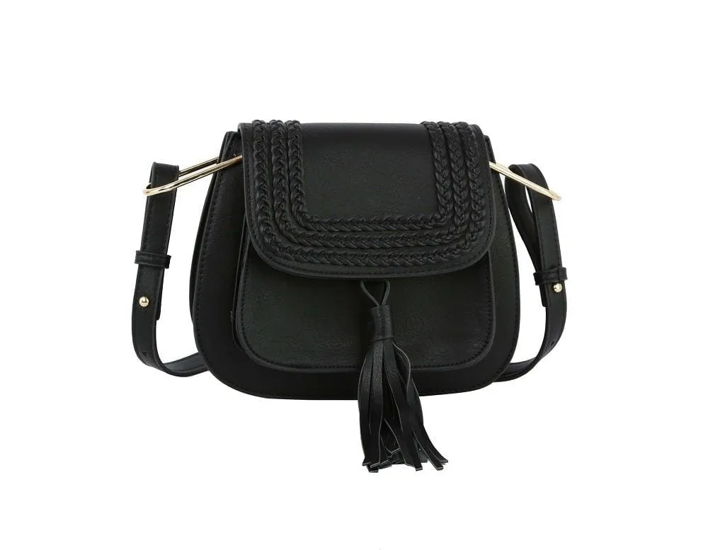 CTEA0004 Fashion Flap Over Tassel Saddle Crossbody Bag