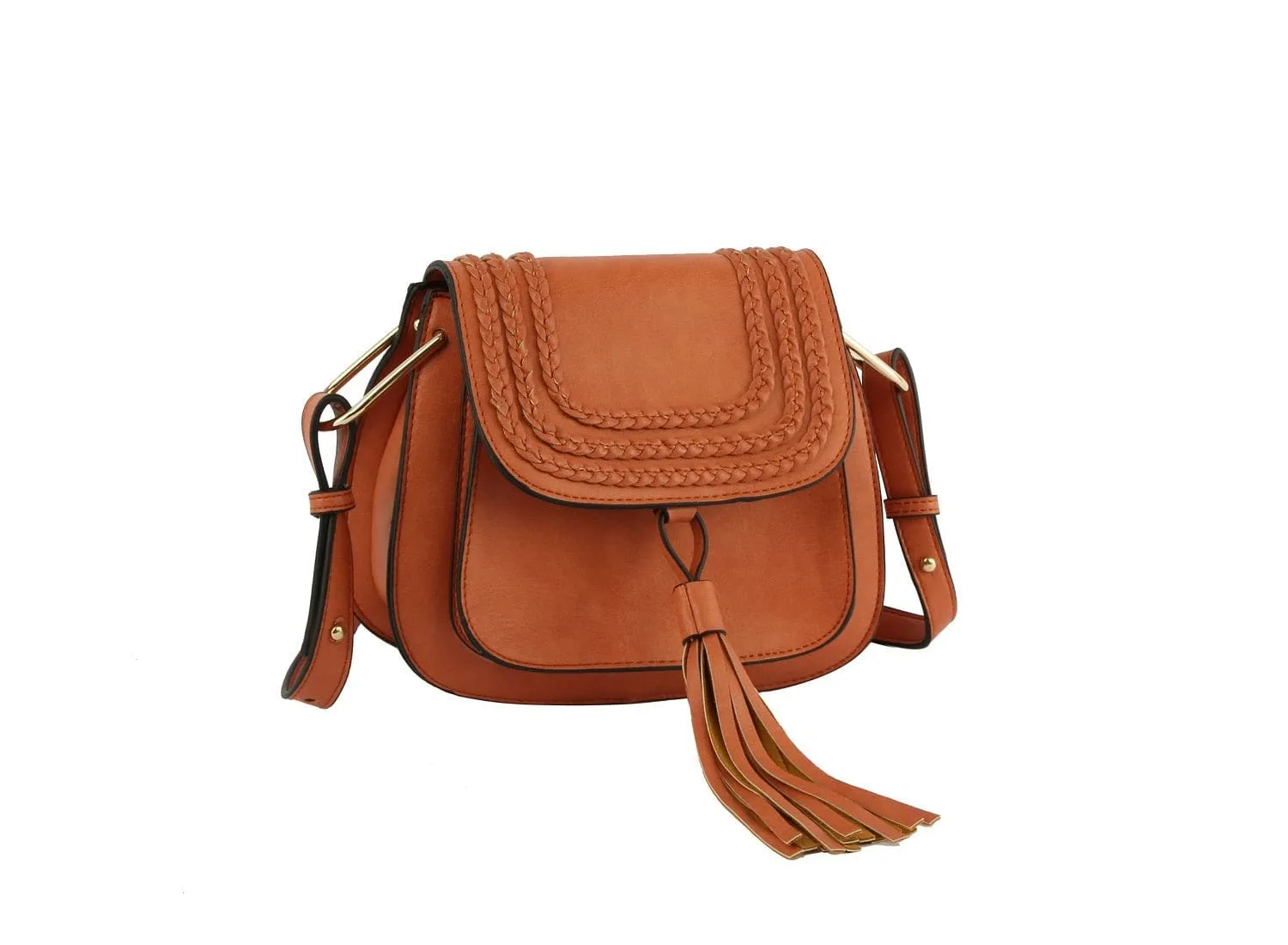 CTEA0004 Fashion Flap Over Tassel Saddle Crossbody Bag