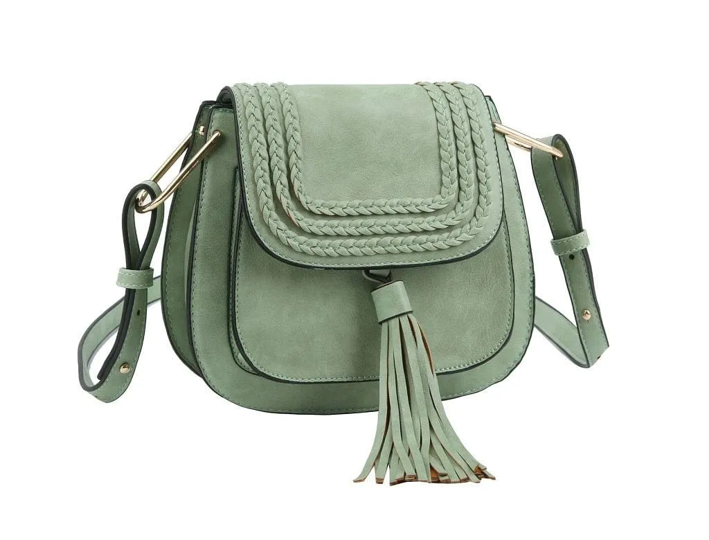 CTEA0004 Fashion Flap Over Tassel Saddle Crossbody Bag