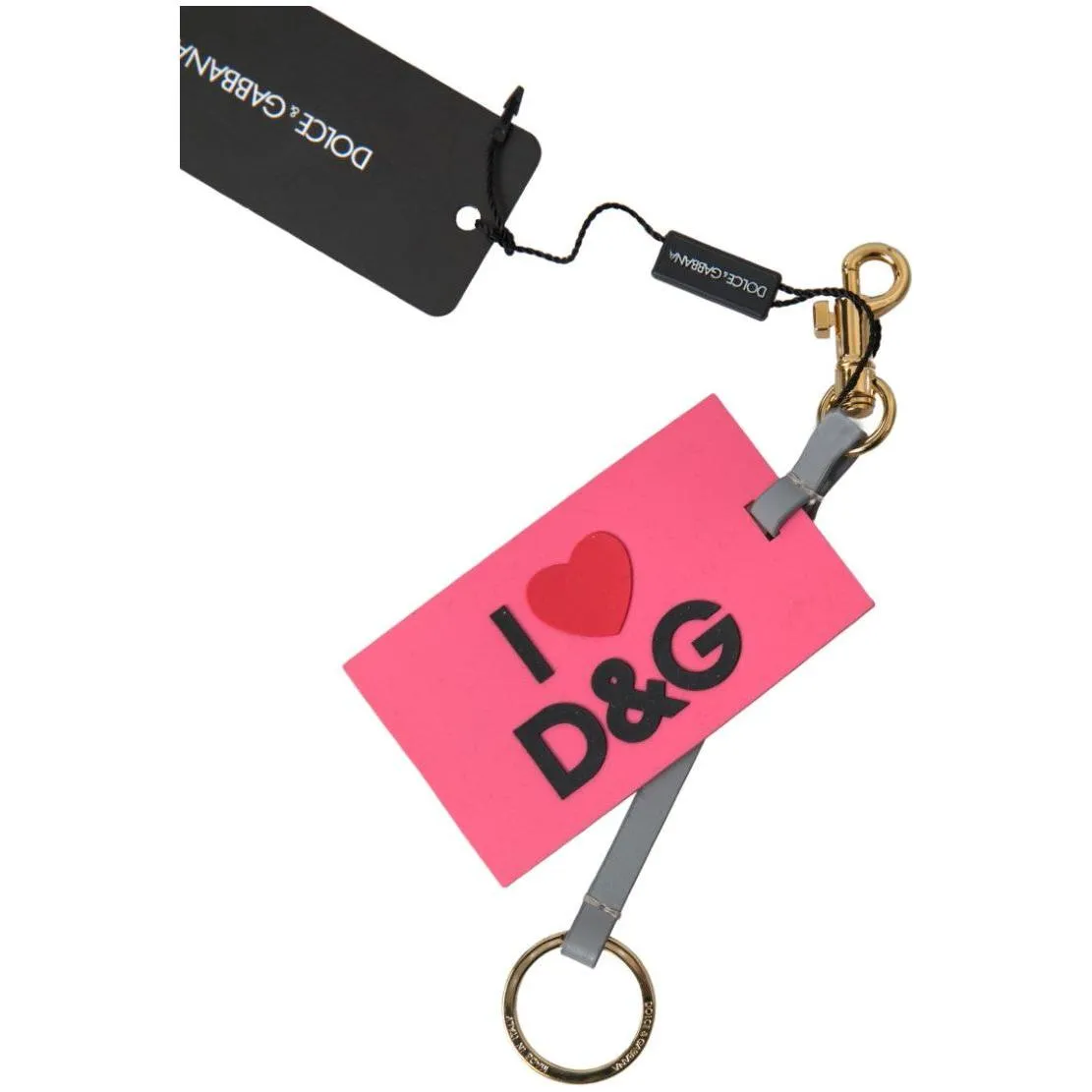 Dolce & Gabbana Chic Pink Leather-Trimmed Keychain