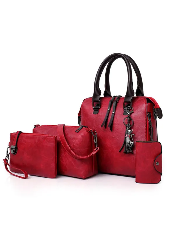 Fashion Messenger Women's Four-Piece Set Retro Zip Handbag