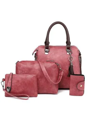 Fashion Messenger Women's Four-Piece Set Retro Zip Handbag