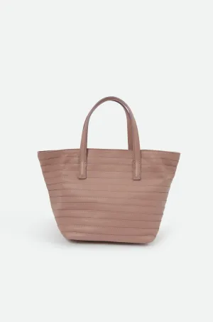 GAIA STRIPE LEATHER SMALL HANDBAG MUTED ROSE