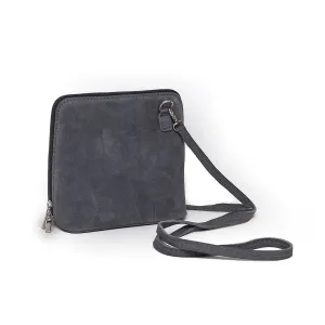 Genuine Suede Small Shoulder Bag in Dark Grey