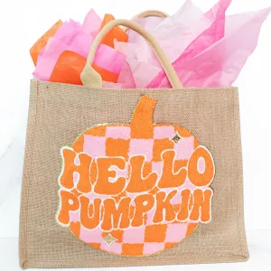 Hello Pumpkin Jute Tote Bag