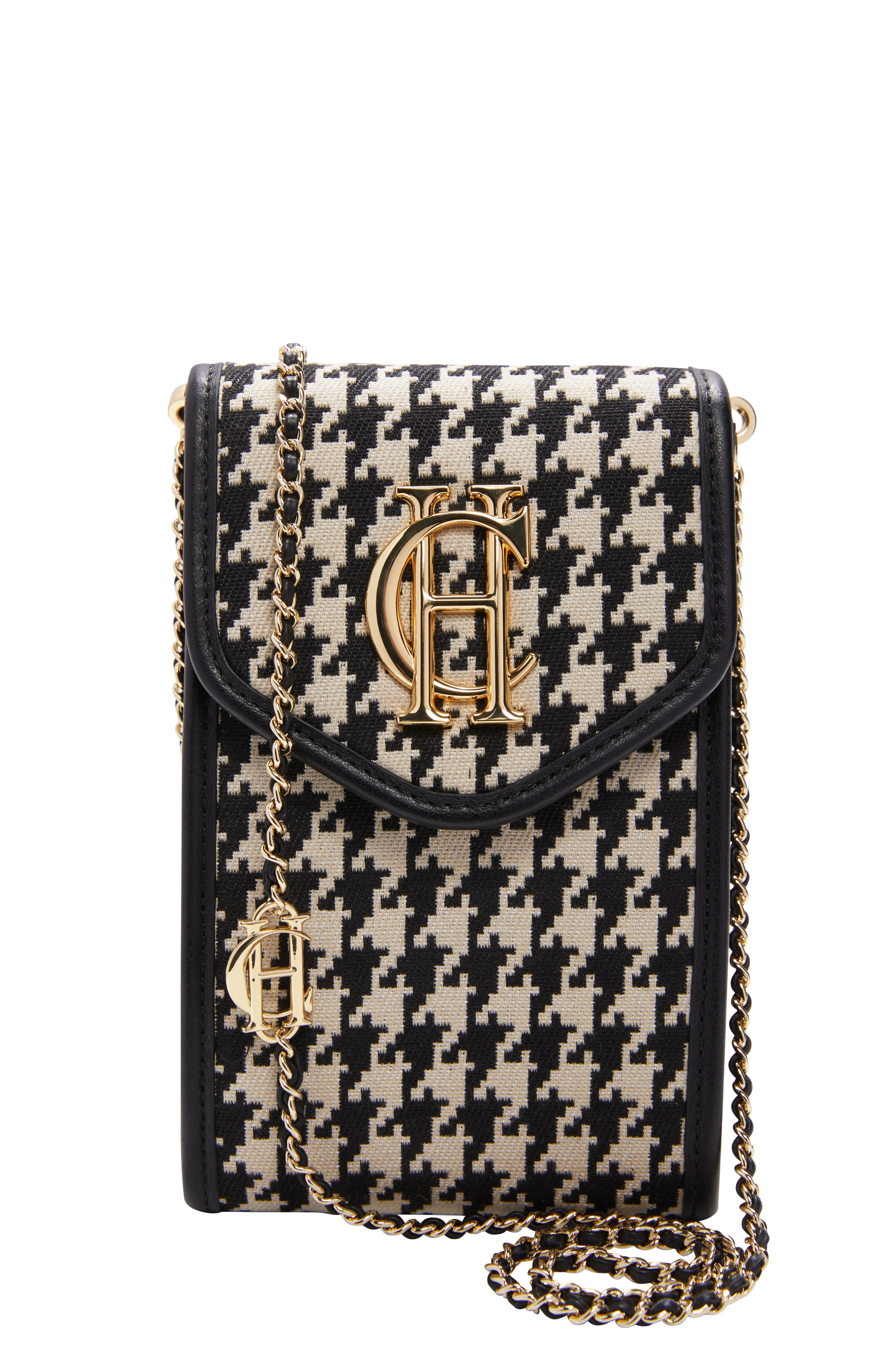 Holland Cooper Knightsbridge Ladies Phone Pouch in Ecru Houndstooth