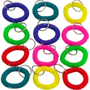 Kicko 2.5 Inch Spiral Keychain - 12-Pack Wristlet Key Holder - Keyring for Bag and Belt