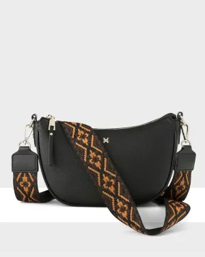 Layla Zip Top Curved Crossbody With Aztec Strap