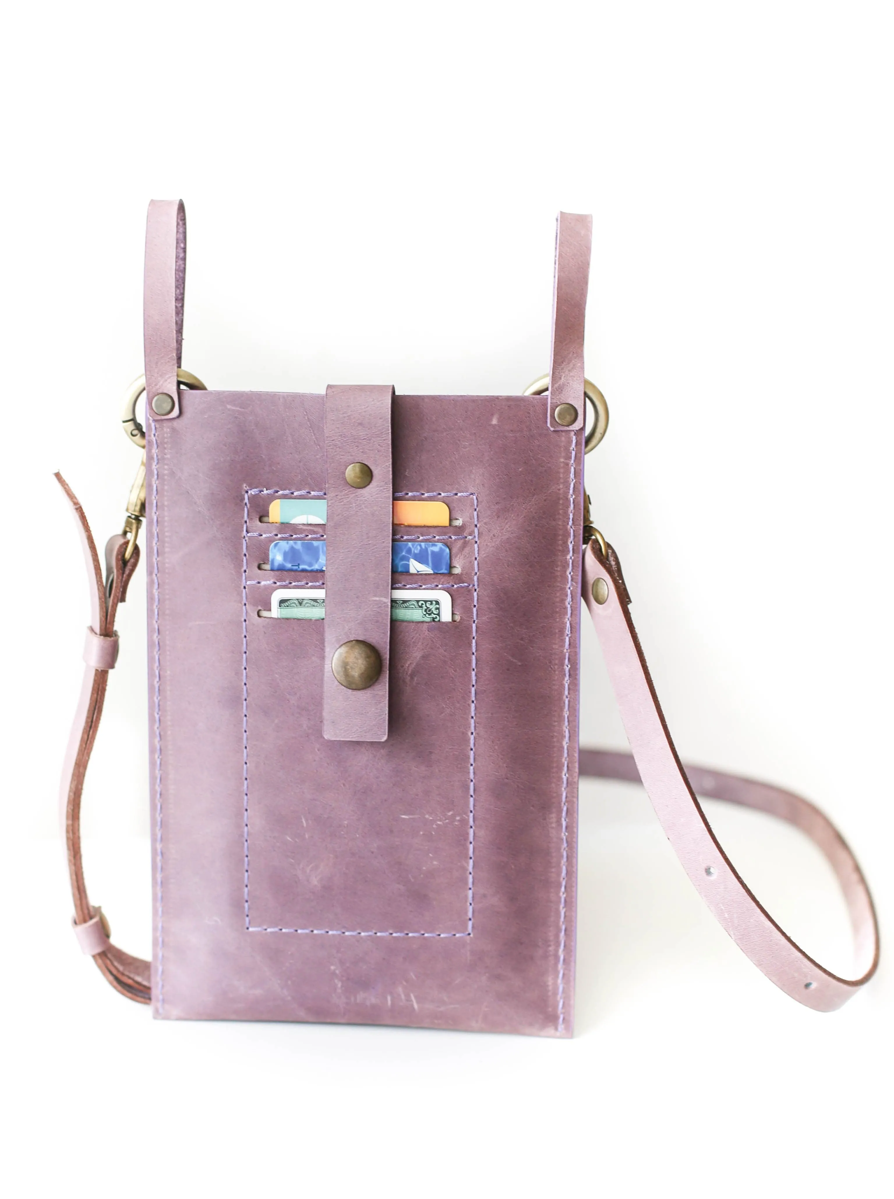 Lilac Leather Phone Bag