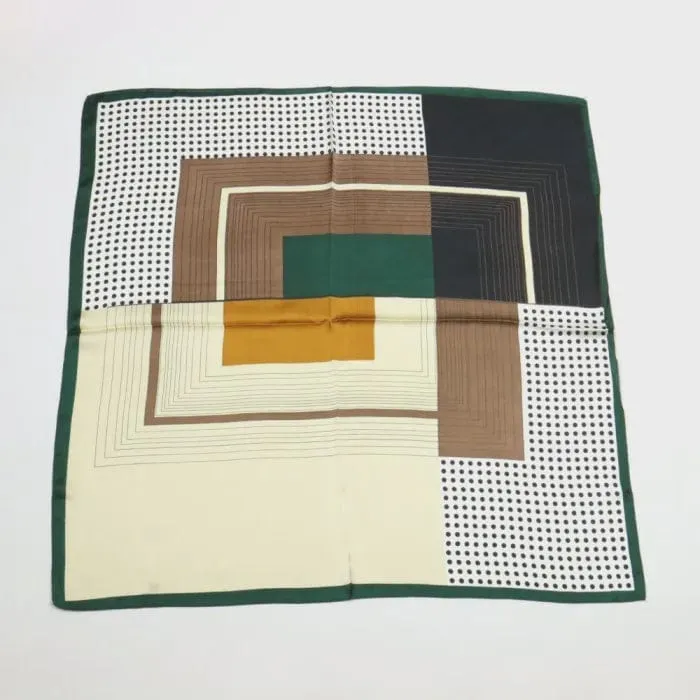 Lilas de Seine Silky Green Square Geometric Scarf