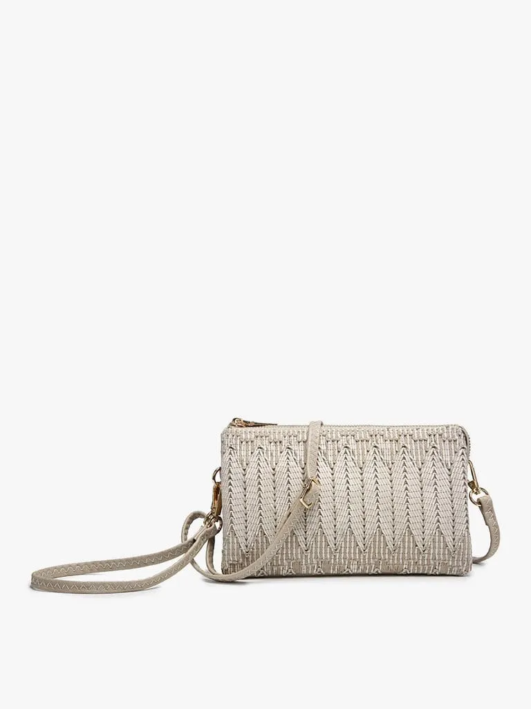 M013WVHER Riley Woven Herringbone 3 Compartment Crossbody/Wristlet