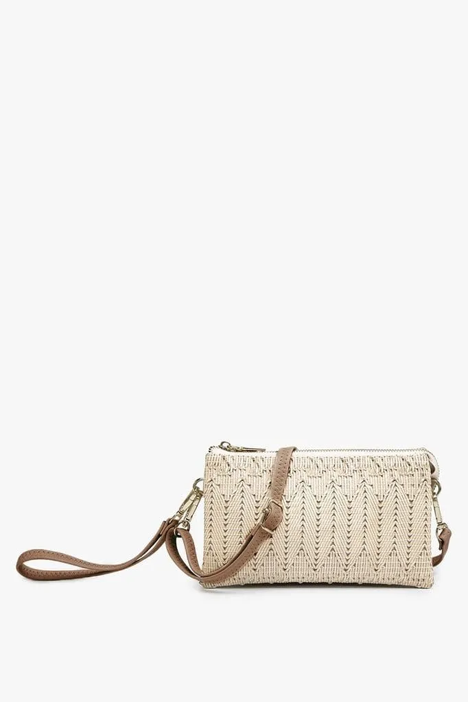 M013WVHER Riley Woven Herringbone 3 Compartment Crossbody/Wristlet